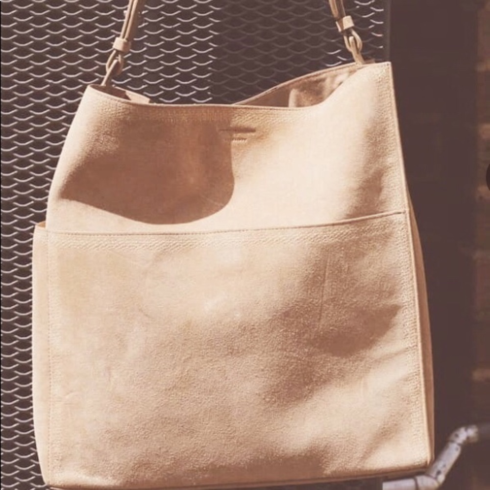 All Saints Light Pink Suede Ziggy Bag